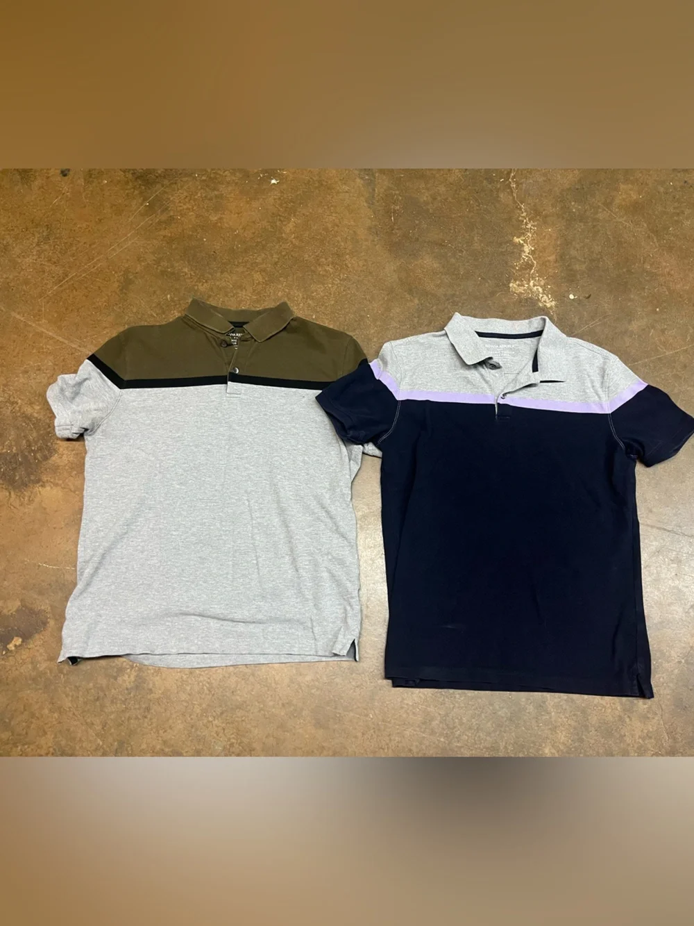 Men’s Short Sleeve Polo Top - Gray & Navy Colorblock